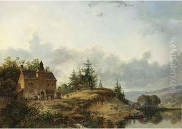 Figures Near A Country House - view 1