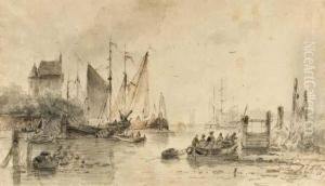 Moored Sailing Vessels by Josephus Gerardus Hans