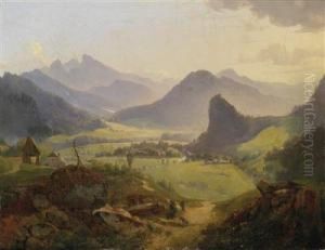 View Of A Mountainous Landscape by Anton Hansch