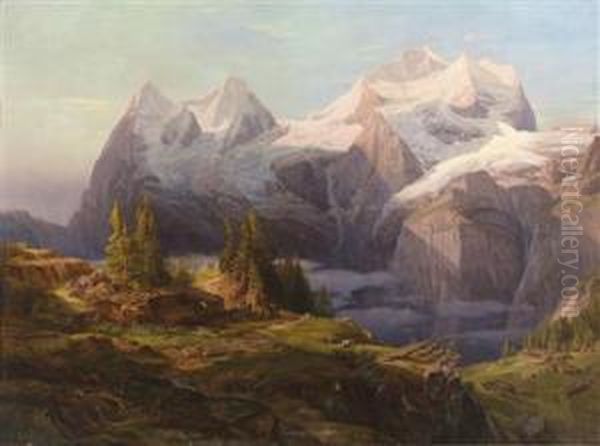 Viewinto The In Bernese Highlands With The Monch - view 1