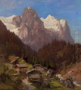 Almhutten Amwildbach Mit Vell- Und Wetterhorn - Schweiz