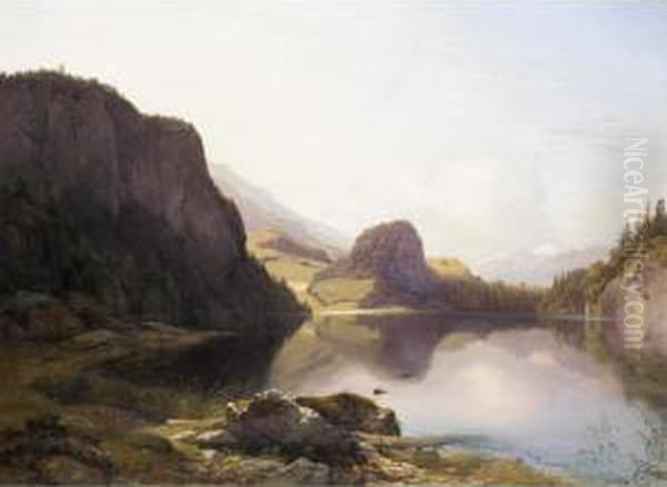 Der Krotensee Zwischen St. 
Gilgen Und Mondsee Im Salzkammergut, Im Hintergrund Der Schafberg Und 
Die Dachsteingruppe - view 1