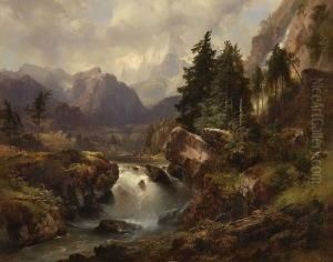 Gebirgstal Mit Einem
 Wildbach