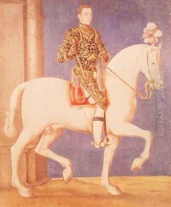 Equestrian Portrait Presumed to be Dauphin Henri II (1519-59) c.1543 by Francois Clouet
