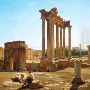 Parti Af Forum Romanum Med Concordia-templet Og Septimiusseverus' Triumphbue