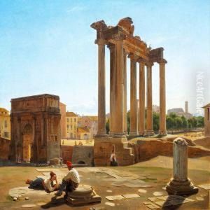 View Of The Romanforum With The 
Temple Of Concordia And The Arch Of Septimiusseverus Seen From The Foot 
Of The Capitoline Hill