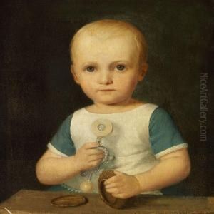 A Little Child Playing With Toys by Constantin Hansen