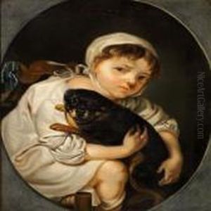 A Boy And A Girl With Dogs by Hans Hansen
