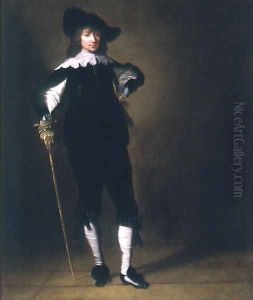 A Gentleman holding a Cane by Pieter Codde