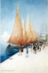 Fishing Boats, Seville by Hans Jacob Hansen
