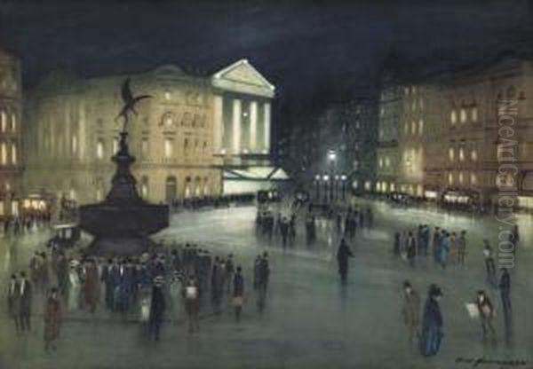 Piccadilly Circus At Night, London - view 1