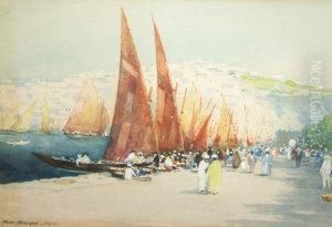 Northafrican Harbour Scene by Hans Nicolaj Hansen