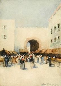 North African Market Scene by Hans Nicolaj Hansen