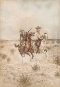 Two Cowboys On Horseback