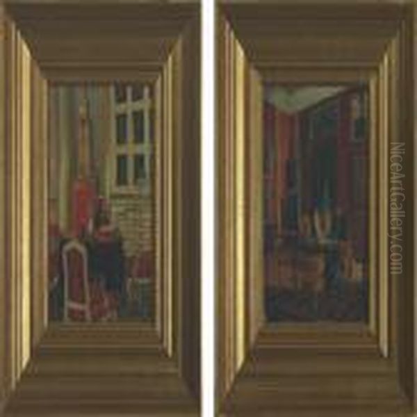 Interior With King Christian Ix And Queen Louise Sitting In Their Study - view 1