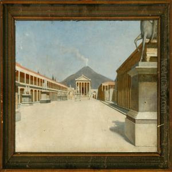 Forum In Pompei, In The Background Vesuvius Smoulders - view 1