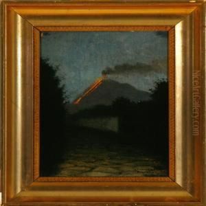 Vesuvius In Eruption During Night by Josef Theodor Hansen