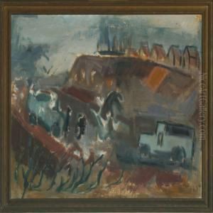 Landscape With Cars And Houses by Niels Hansen