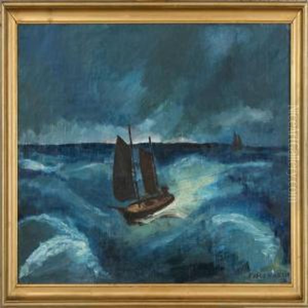 Cutters In Stormy Water. Signed Niels Hansen 32 - view 1