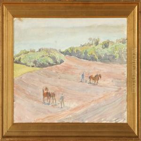 Field Landscape With Twofarmers - view 1