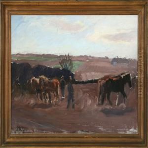 Ploughing Scene by Peter Marius Hansen