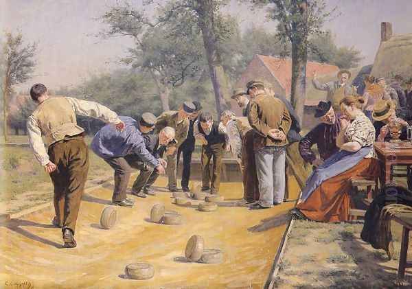 A Game of Bowls in the Village Square - view 1