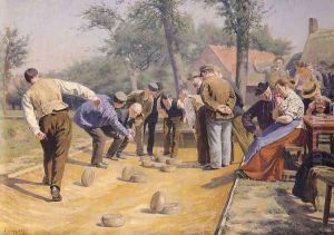 A Game of Bowls in the Village Square by Remy Cogghe