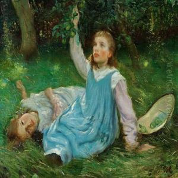 Summer Day With Girls Playing In The Shadow Of A Tree - view 1