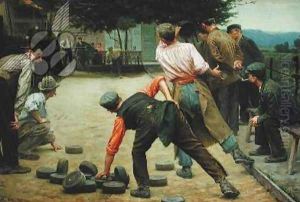 A Game of Bourles in Flanders 1911 by Remy Cogghe