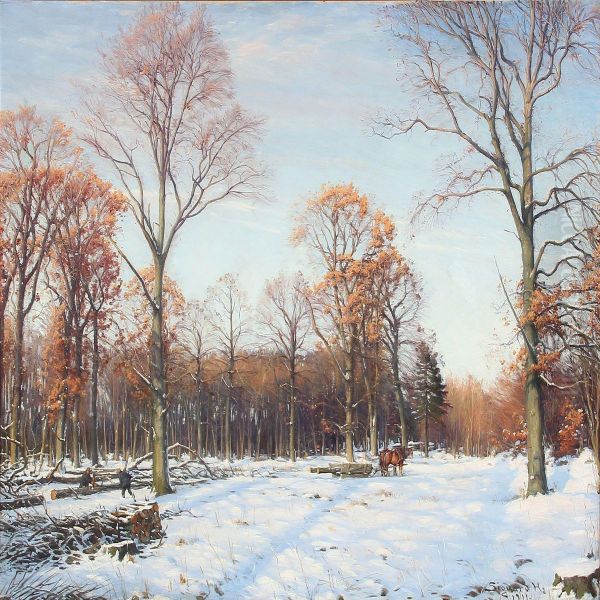 Winter Day In A Forest With Lumberjacks - view 1