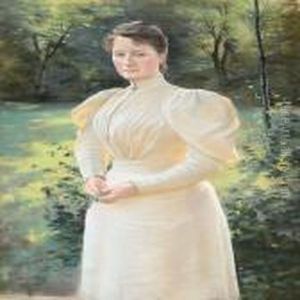 Summer Day In Agarden With A Woman In A White Dress Summer Day In Agarden With A Woman In A White Dress