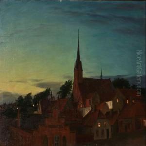 Evening At Sonderborg Church, Denmark by Sigvard Hansen