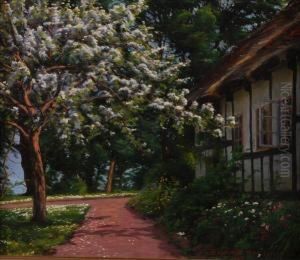 The Thatched Cottage Garden by Sigvard Hansen