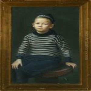 Portrait Of A Boy In A Blue Striped Sweater by Sigvard Hansen