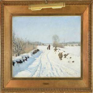 Winter Landscape With Mother And Child On The Road Winter Landscape With Mother And Child On The Road