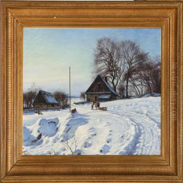 Winter Landscape With Houses At A Village Road - view 1