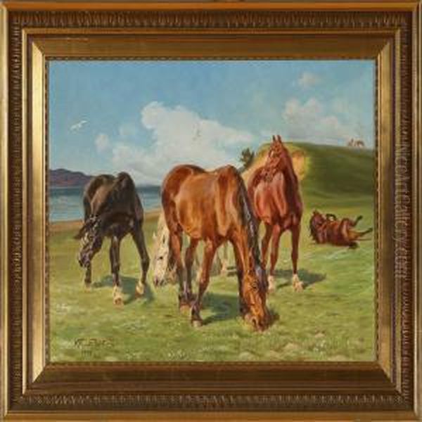Summer Day Withgrazing Horses - view 1