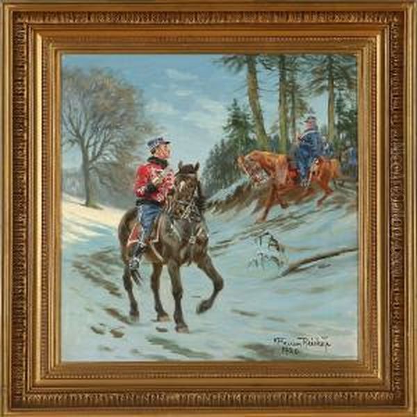 Soldiers In Awinter Forest - view 1