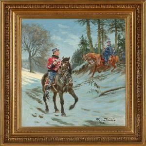 Soldiers In Awinter Forest by Karl Frederik Hansen-Reistrup