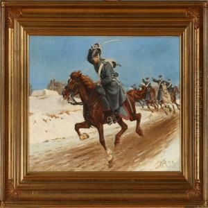 A Dragoon Andsoldier In Gallop by Karl Frederik Hansen-Reistrup
