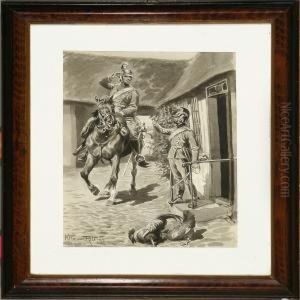 Saluting Dragoons,sledge Driving In Snow Weather And Feeding The Cattle