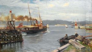 Fjordabat Stevner Ut Trondheim Havn 1893 1893