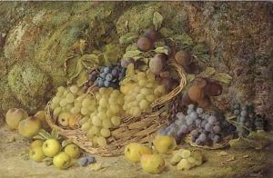 Grapes, apples, plums and blueberries in a wicker basket Grapes, apples, plums and blueberries in a wicker basket