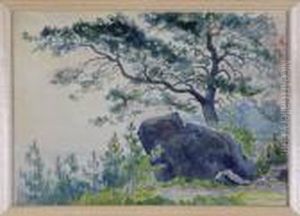 Landschaft Mit Baum Und Felsen by Aleksei Vasilievich Hanzen