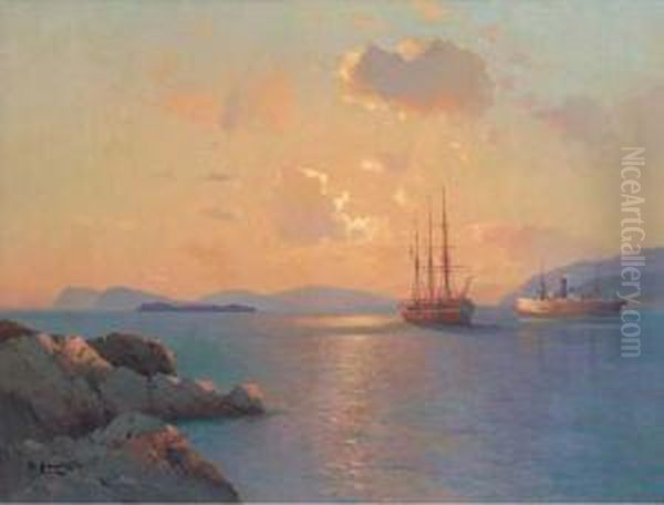 Two Ships At Sunset - view 1