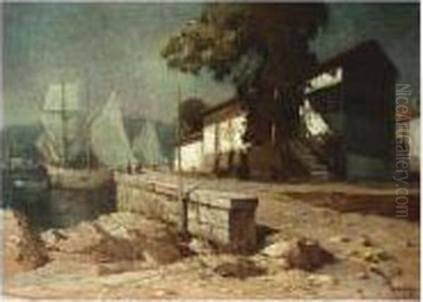 Alexei , Sail Boats Moored In 
The Harbour, Signed In Latin And Dated 1927, Oil On Canvas, 70 X 95 Cm.;
 27 1/2 X 37 1/4 In - view 1