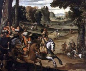 The Lion Hunt by Juan De La Corte