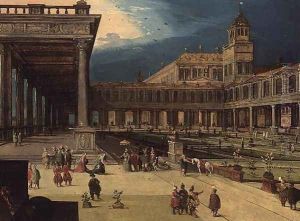 The Gardens and Courtyard of a Renaissance Palace by Louis de Caulery