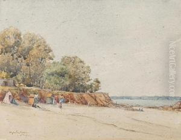 Beach Scene With Bathing Huts - view 1