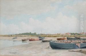 Shore Scene With Fishing Boats by Martin Hardie